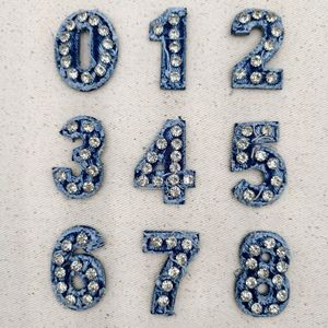 Vải vá kỹ thuật số với họa tiết kim cương giả màu sắc, viền xù, chất liệu denim đã qua xử lý, thêu tay. - Product Image 1