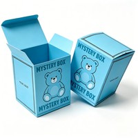Boîte cadeau pliante en papier imprimée avec un ours de dessin animé, boîte mystère de mode avec logo personnalisé, pour cosmétiques, bijoux, jouets, emballage surprise