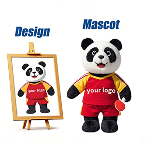 Nuovo Set di Personaggi <span class=keywords><strong>Panda</strong></span> in Peluche con Abito Rosso Personalizzato, Tecnica di Ricamo, Vendita Diretta dalla Fabbrica, <span class=keywords><strong>Costume</strong></span> Personalizzato per Eventi - Product Image 1