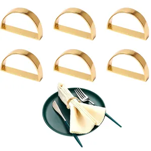 Mini guardanapo para guardanapo, anéis de guardanapo de material de liga de zinco e metal em semicírculo para decoração de casa
