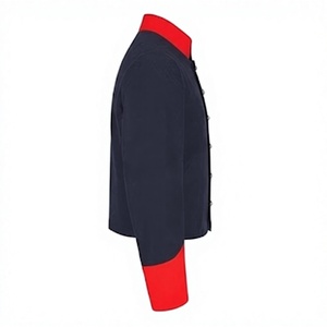 Men's Vintage Wool Coated Quilted <b>Jacket</b> Stand Collar Button Front Breathable <b>Waterproof</b> Winter <b>Red</b> Cuff Uniform Outerwear - Product Image 6