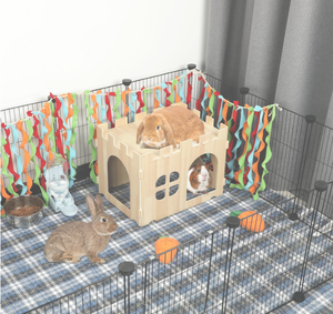 Grande casa di coniglio in legno staccabile piccolo animale da interno coniglio adulto cavia Habitat coniglietto castello nascondiglio animali domestici - Product Image 5