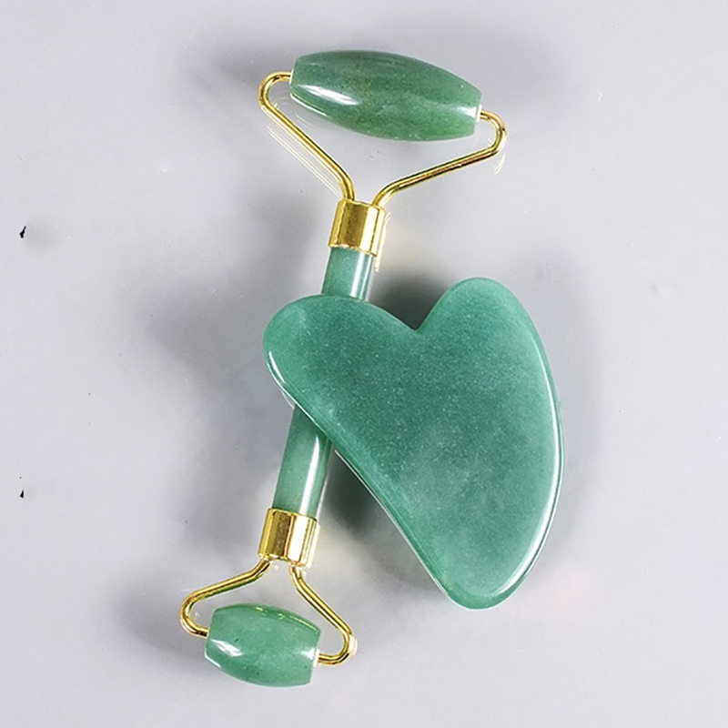 Rullo di aventurina verde e cuore Gua Sha (senza scatola)
