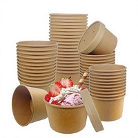 Belinlen Lot de 50 gobelets à glace en papier kraft écologiques de 8 oz avec couvercles ventilés, compostables, jetables, pour restaurants, plats à emporter, déjeuner