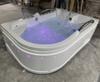 Jacuzzi rectangulaire autoportant pour 3 personnes, spa d'hydrothérapie avec bain à remous Balboa, baignoire à remous en acrylique pour salle de bain