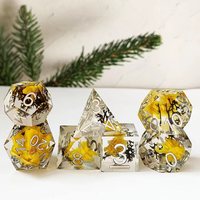 Dés polyédriques en cristal à tranchants avec étui pour mdn ensemble de matrices D & D d'usine de haute qualité