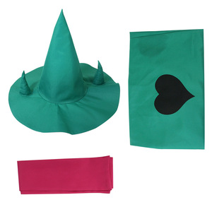 Costume Cosplay Unisex Ralsei Anime, Mantello <span class=keywords><strong>Verde</strong></span> da Mago con Cappello e Sciarpa, Outfit per Halloween - Product Image 2