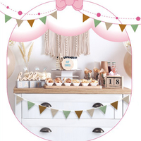 Guirlande de fanions pour la décoration de chambre d'enfant et de bébé, idéale pour la décoration de crèche, anniversaire de bébé, fête bohème, baby shower et événements.