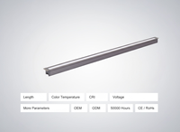 Profil LED encastré avec détecteur de mouvement, en aluminium et PC, dimmable, pour éclairage d'armoires, étagères et vitrines de boutique YB1017-23