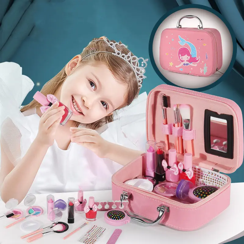 Set Kosmetik Mainan Anak Perempuan, Set Tas Tangan Kosmetik untuk Anak-anak