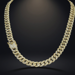Collar Hiphop Unisex KIVORA de Plata 925 con Moissanita, Cadena de Eslabones, Corte Brillante Redondo, Microincrustaciones, para Uso Diario - Product Image 2