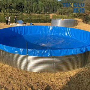 Bassin de pisciculture galvanisé résistant aux intempéries de 100 m³ pour l'élevage de poissons-chats, réservoirs d'eau de secours et aquaculture - Product Image 1