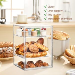 1 gói có thể điều chỉnh 4 lớp rõ ràng Pastry Rack hiển thị 15.5x11.4x9.8inch bánh mì lưu trữ cửa từ nhà bếp Countertop hiển thị - Product Image 5