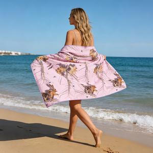 Serviette <span class=keywords><strong>de</strong></span> plage en microfibre imprimée, <span class=keywords><strong>double</strong></span> face, respirante, séchage rapide, sans sable, pour l'été, la piscine et le <span class=keywords><strong>soleil</strong></span>. - Product Image 2