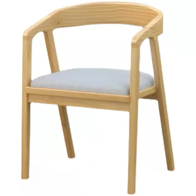 Simple Modern Solid Wood Rubber Wood Household Armchair Office Forum Guest Restaurant Dining Chair