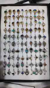 Anillos Boho Vintage Hechos a Mano al por Mayor, Anillos de Piedras Preciosas Doradas, Plateadas y de Latón, Anillos de Piedras Naturales Variadas para Mujer - Product Image 2