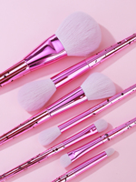 GRACEDO 7 pièces Rose Poudré Poils Synthétiques Poignée Creuse Effilée Logo Personnalisé Marque Privée Professionnel Luxe Pinceau Éventail Correcteur