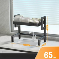 Estante Escurridor de Platos Sobre el Fregadero en Oferta, Organizador de Cocina con Puerta de Plástico para Almacenamiento de Utensilios