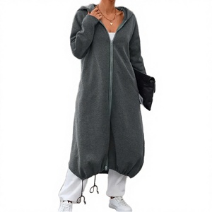 Oversized Long Hooded <b>Cardigan</b> Women Plus Size Solid Color Knitted Full Sleeve Autumn Casual Coat Beige - Product Image 4