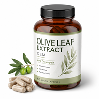 Capsules végétaliennes d'extrait de feuille d'olivier Oleuropein pour une nutrition antioxydante, formule bien-être à base de plantes, support pour marque privée