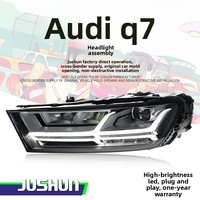 Pour Audi Q7 2016-2019 : Ensemble de phares modifiés haut de gamme avec feux de jour LED de type aéronautique et clignotants à lentille 12V