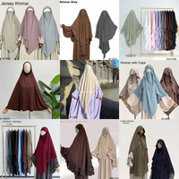 Khimar Long en Jersey de Coton Extensible avec Attache à l'Arrière, Vêtement Islamique Femme, Hijab Musulman, Fabricant pour Prière de l'Aïd, Khimar Simple Couche
