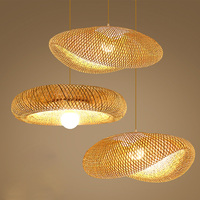 Fait à la main moderne traditionnel rotin bambou abat-jour poisson pendentif lumière Restaurant salon lustres pendentif lumières
