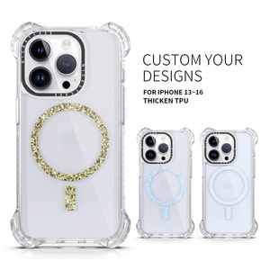 Étui de téléphone transparent Aikusu Tpu Pc Anti-jaunissement Anti-choc Étui de téléphone magnétique transparent pour Iphone 16 15 14 13 12 Pro Max - Product Image 1