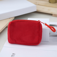 Porte-monnaie carré en velours uni avec fermeture éclair antivol, mini pochette de rangement, porte-clés intégré, fermoir mousqueton de luxe