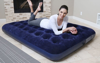 PVC floqué gonflable pliant voyage lit d'air matelas lit de couchage avec pompe à main intégrée