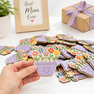 Maceta Personalizable de Madera, Adorno Artesanal con Corte Láser, Regalo para el Día de la Madre y Decoración del Hogar - Product Image 2