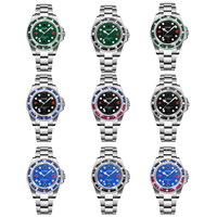 Montre de luxe pour homme avec mouvement automatique Miyota 8215, cadran coloré en saphir, lunette sertie de diamants, style casino poker, motif personnalisé