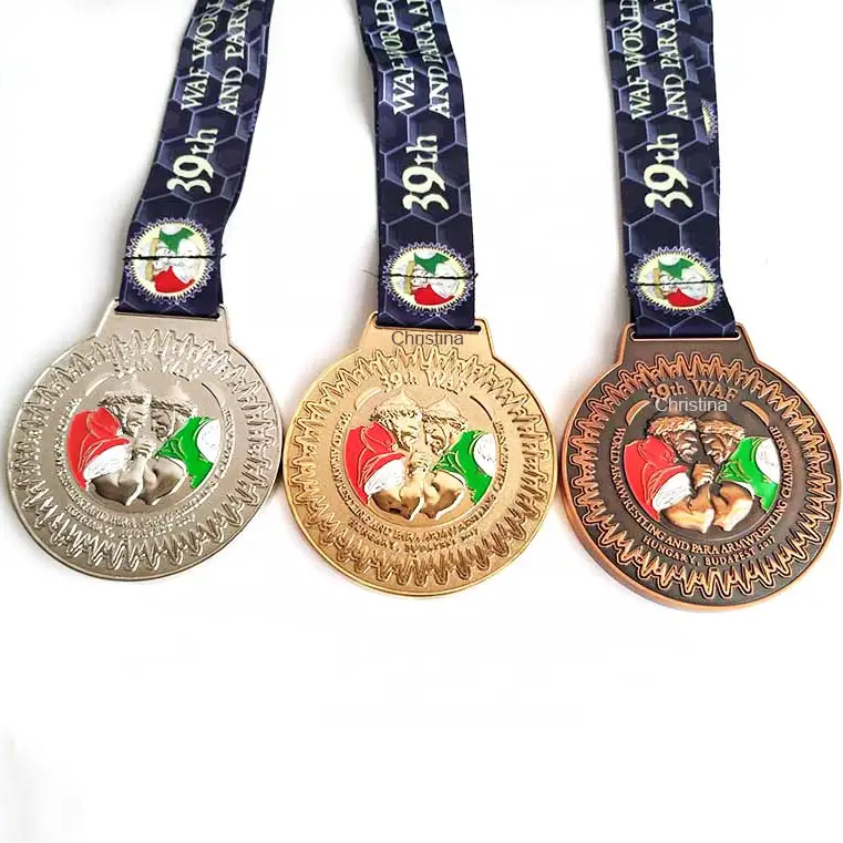 Medaille Fabriek Goud Zilver Bronzen Wereldkampioenschap Medailles 3d Design Sport Medaillon