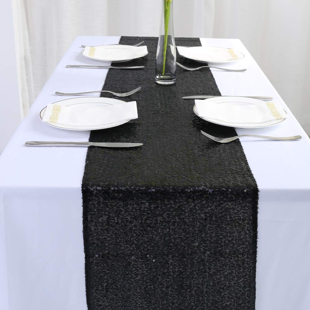 Черный блесток скатерти свадебные бегуны для банкета квадратной скатерти украшения бегунов