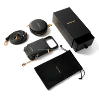 Funda de Teléfono Tipo Cartera Cruzada de Cuero Genuino de Producción de Fábrica, con Cordón, Bolsillos Desmontables Magnéticos y Tarjetero para 17 Pro