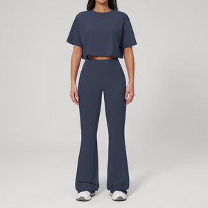 Conjuntos de <span class=keywords><strong>Yoga</strong></span> al por Mayor: Camisetas Holgadas, Pantalones Acampanados de Cintura Alta con Efecto Levanta Glúteos, Atuendos Casuales para Fitness y <span class=keywords><strong>Yoga</strong></span>, Ropa Deportiva - Fabricante - Product Image 3