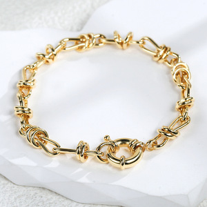 Pulsera de Cadena con Diseño Geométrico Anudado, Chapada en Oro, para Aniversario, Joyería de Moda Unisex - Product Image 3