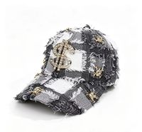 Casquette de baseball en jean déchiré populaire avec motif dollar, personnalisable multicolore