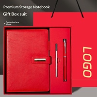 Ensemble cadeau d'affaires en cuir PU avec logo personnalisé, comprenant un carnet et un stylo, idéal pour les souvenirs et les offres promotionnelles, livré en coffret cadeau.