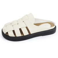 Nuevas zapatillas tejidas de fondo plano transpirables huecas de moda Retro de verano para mujer