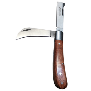 Cuchillo de injerto de doble hoja Cardinal de 16,5 cm con estructura de seguridad con mango de madera - Product Image 1