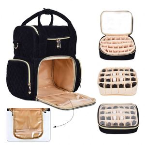 Bolsa organizadora de esmalte de uñas multifunción de fábrica BSCI, de doble capa y gran capacidad para transportar botellas de esmalte de uñas. - Product Image 1