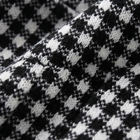 Nouveau haut en tricot Honssen 100% laine mérinos à motif pied-de-poule, col rond, manches courtes, coupe ajustée, chemisier en tricot de luxe pour femmes