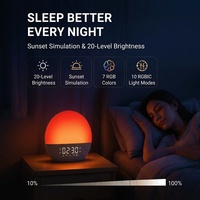 Jam Alarm Simulasi Matahari Terbit dengan Speaker, Alarm Ganda, Radio FM, Suara Alam, Alat Bantu Tidur, Kain Tahan Air IP65