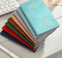 Agenda de Bolsillo de Cuero A5 Craft Washi 2026, Sistema de Gestión del Tiempo de 365 Días, Hojas Sueltas Cosidas con Hilo, Esquinas Redondeadas, Regalo Personalizado con Protección UV