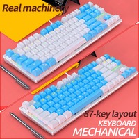 Keyboard Gaming Mekanik K400 Desain Kustom Baru, Kabel USB, 87 Tombol, Multifungsi, Keren dengan Lampu