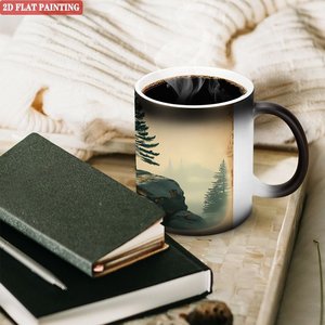 Frosted Black 11oz <b>Ceramic</b> <b>Mug</b> Heat Activated Color Changing Cup Sublimation Blank For Custom Printing - Product Image 3
