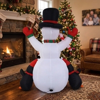 Bonhomme de neige gonflable avec chapeau haut et pingouin avec boîte cadeau pour décoration de fête de Noël en extérieur, modèle d'accessoire de jardin