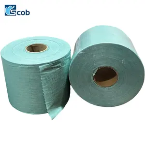 Green Disposable Universal Dry Non Woven Cleaning Wiper Jumbo Rolls Textured Industrial Wipe