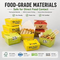 Boîte à lunch en kraft avec revêtement résistant à la graisse, support pour les commandes en gros pour les plats à emporter des restaurants
